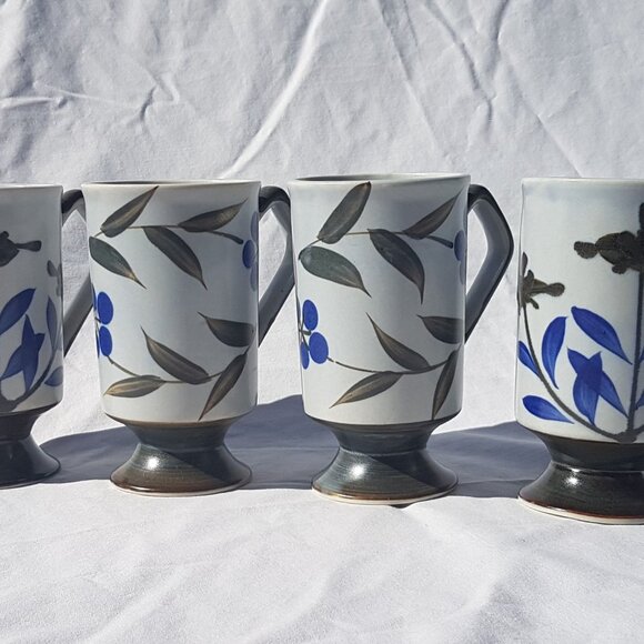 Vintage Otagiri Style Stoneware Footed Irish Coffee Mugs - Picture 2 of 5